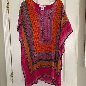 Trina Turk Pink and Orange Patterned Silk Dress